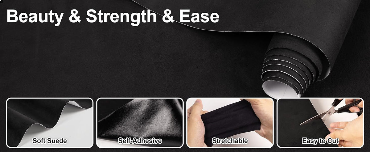 Lypumso Black Suede Fabric Wrap for Car Interior 12in x 59in - detail image 2
