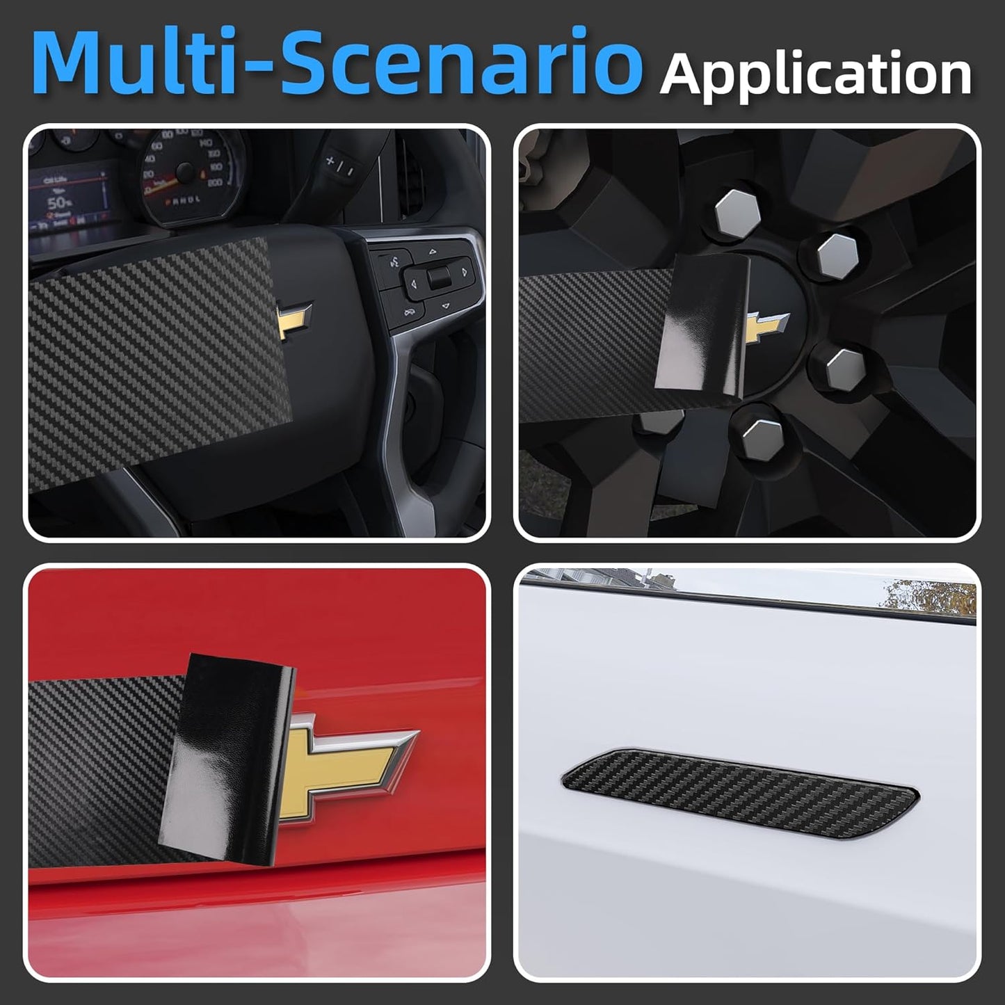 Lypumso® 6PCS Auto Emblem Vinyl Wrap Kit (Black Carbon Fiber)