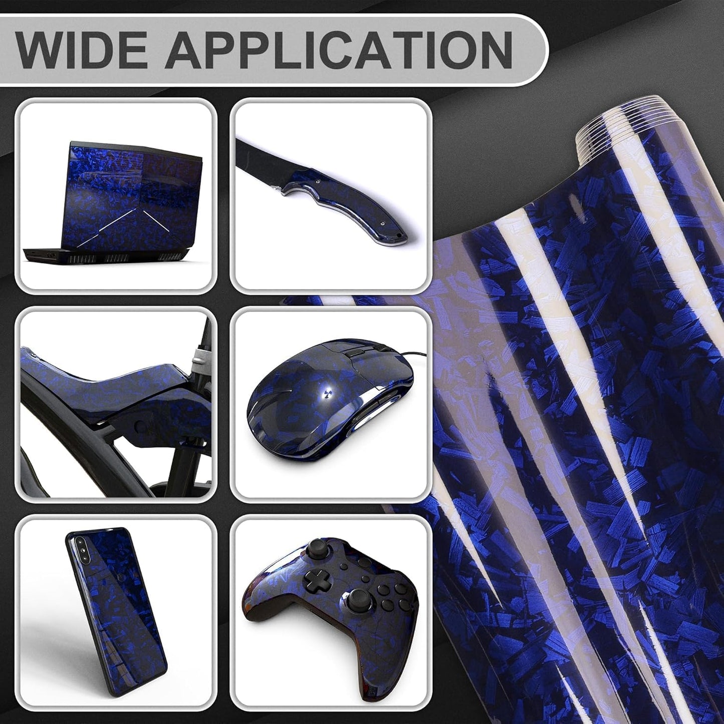 Lypumso® Blue Forged Carbon Fiber Vinyl Wrap with 4PCS Tool Kits 1ft x 5ft