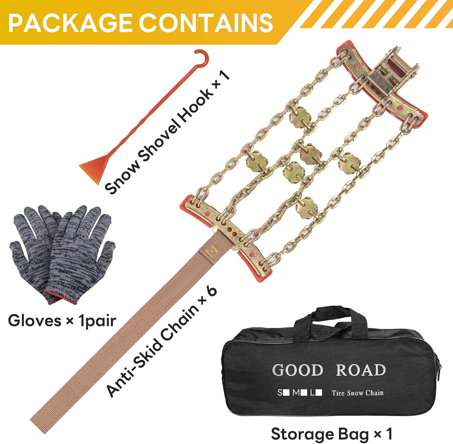 Lypumso® Tire Chains, Snow Chains, Anti-slip Tire Chains for Cars SUVs Pickup Trucks Adjustable Emergency Transaction Ch