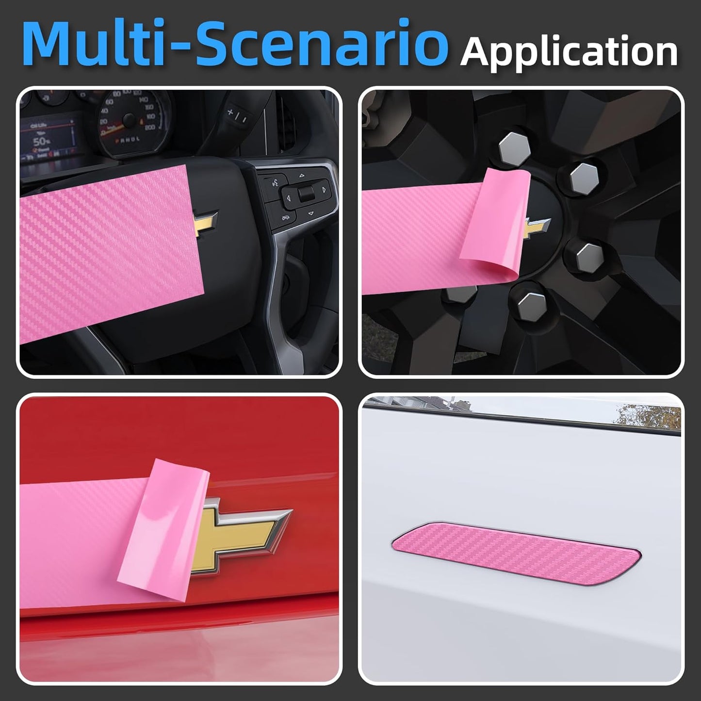 Lypumso® 6PCS Auto Emblem Vinyl Wrap Kit (Pink Carbon Fiber)