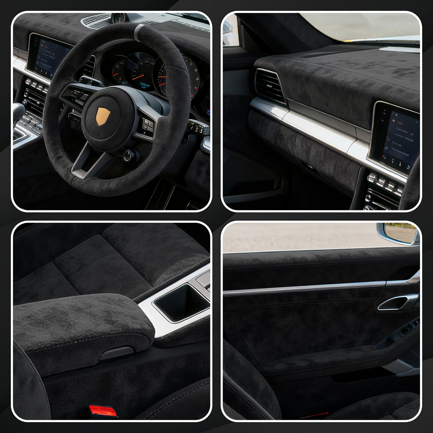 Lypumso® Black Suede Fabric Wrap for Car Interior 16in x 59in