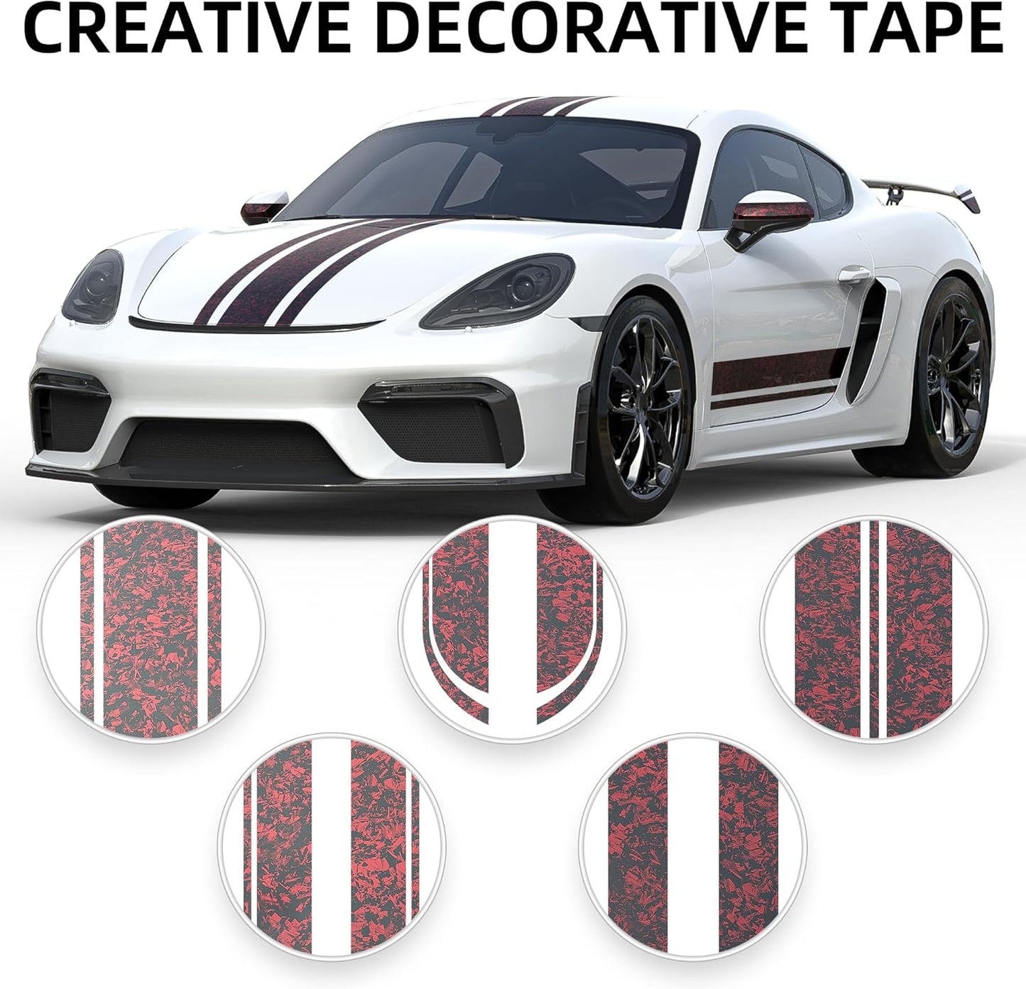 Lypumso® Red Forged Carbon Fiber Gloss Crushed Stone Vinyl Wrap Tape