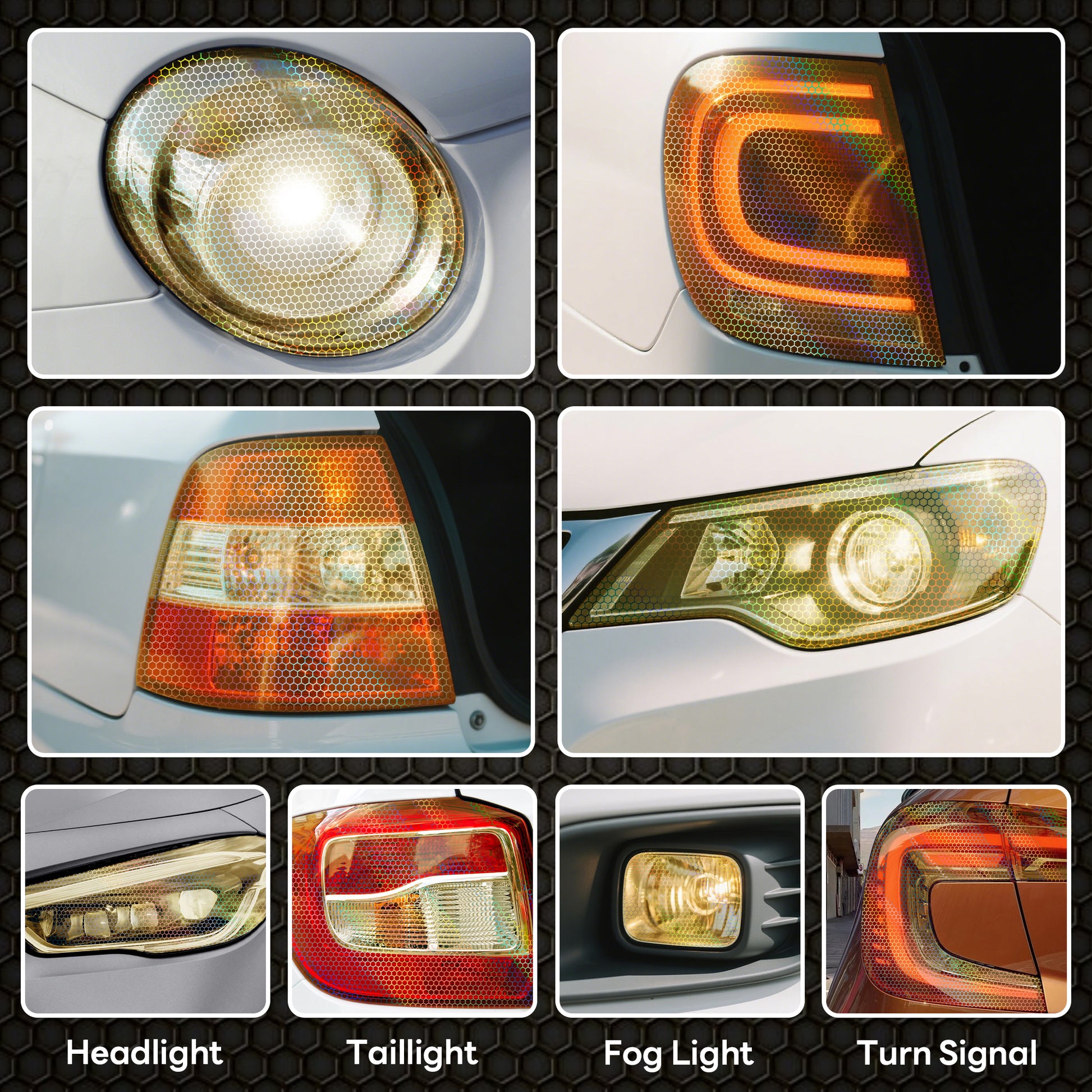 Lypumso® Yellow Hex Headlight Tint 12 x 60 In Protection Vinyl Wrap