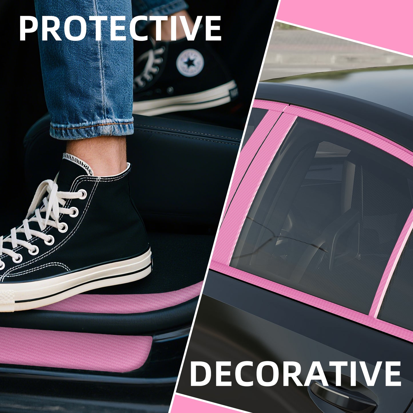 Lypumso® 3D Pink Carbon Fiber Vinyl Wrap Tape with Tools Kits