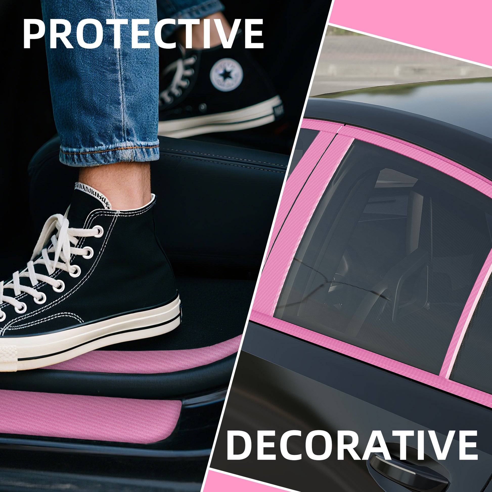 Lypumso® 3D Pink Carbon Fiber Vinyl Wrap Tape with Tools Kits