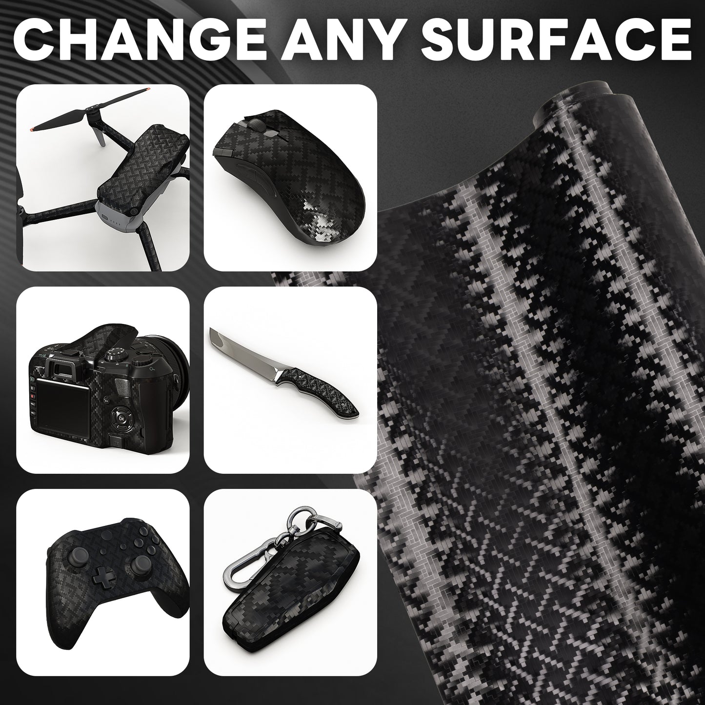 Lypumso® Grid Brushed Metal Carbon Fiber Vinyl Wrap