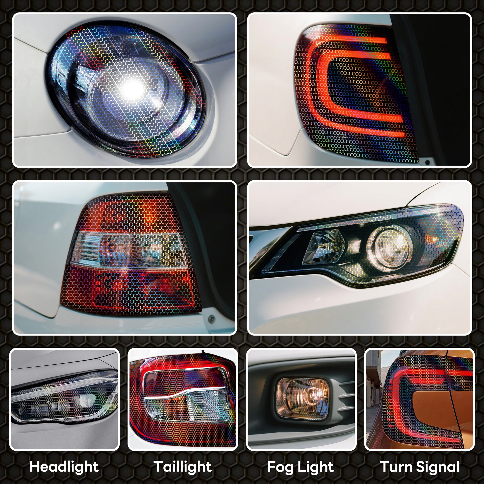 Lypumso® Black Hex Headlight Tint 12 x 60 In Protection Vinyl Wrap