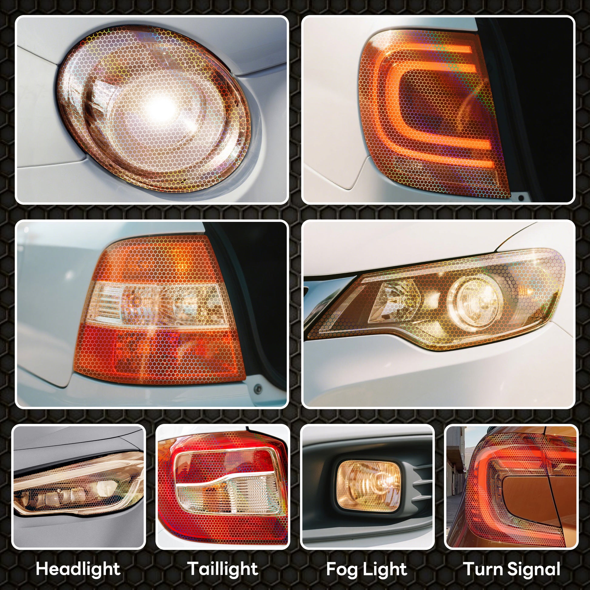 Lypumso® Orange Hex Headlight Tint 12 x 60 In Protection Vinyl Wrap