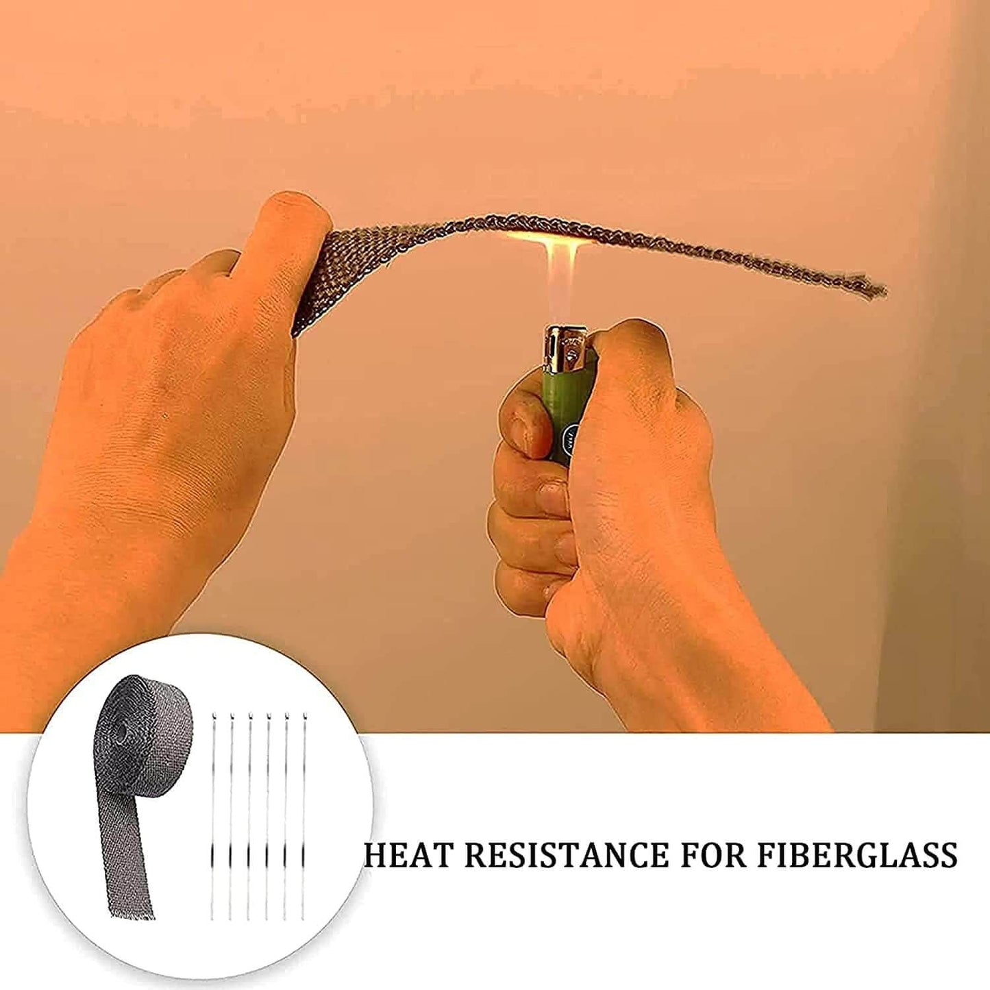 LYPUMSO Exhaust Heat Wrap, Black Fiberglass Heat Resistant Exhaust Wrap Roll for Motorcycle, Car Exhaust Pipe Heat Insulation Muffler Tape with Stainless Locking Ties