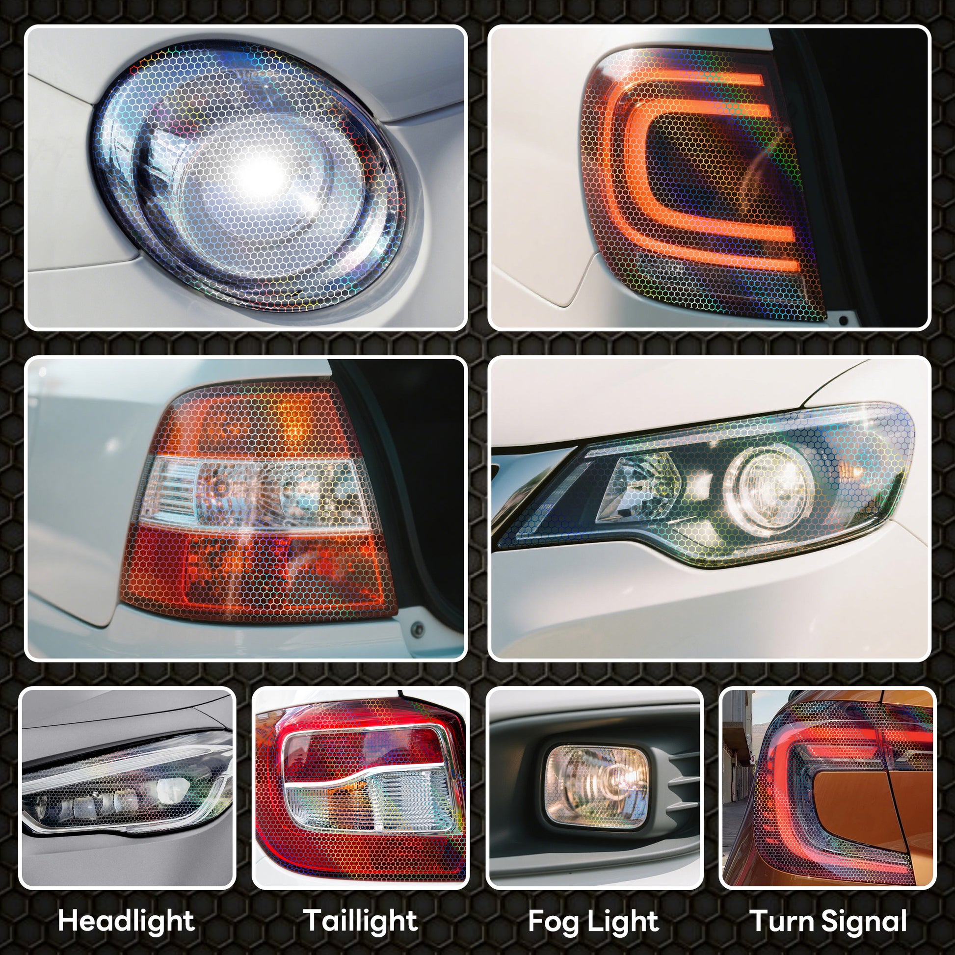 Lypumso® Clear Hex Headlight Tint 12 x 60 In Protection Vinyl Wrap