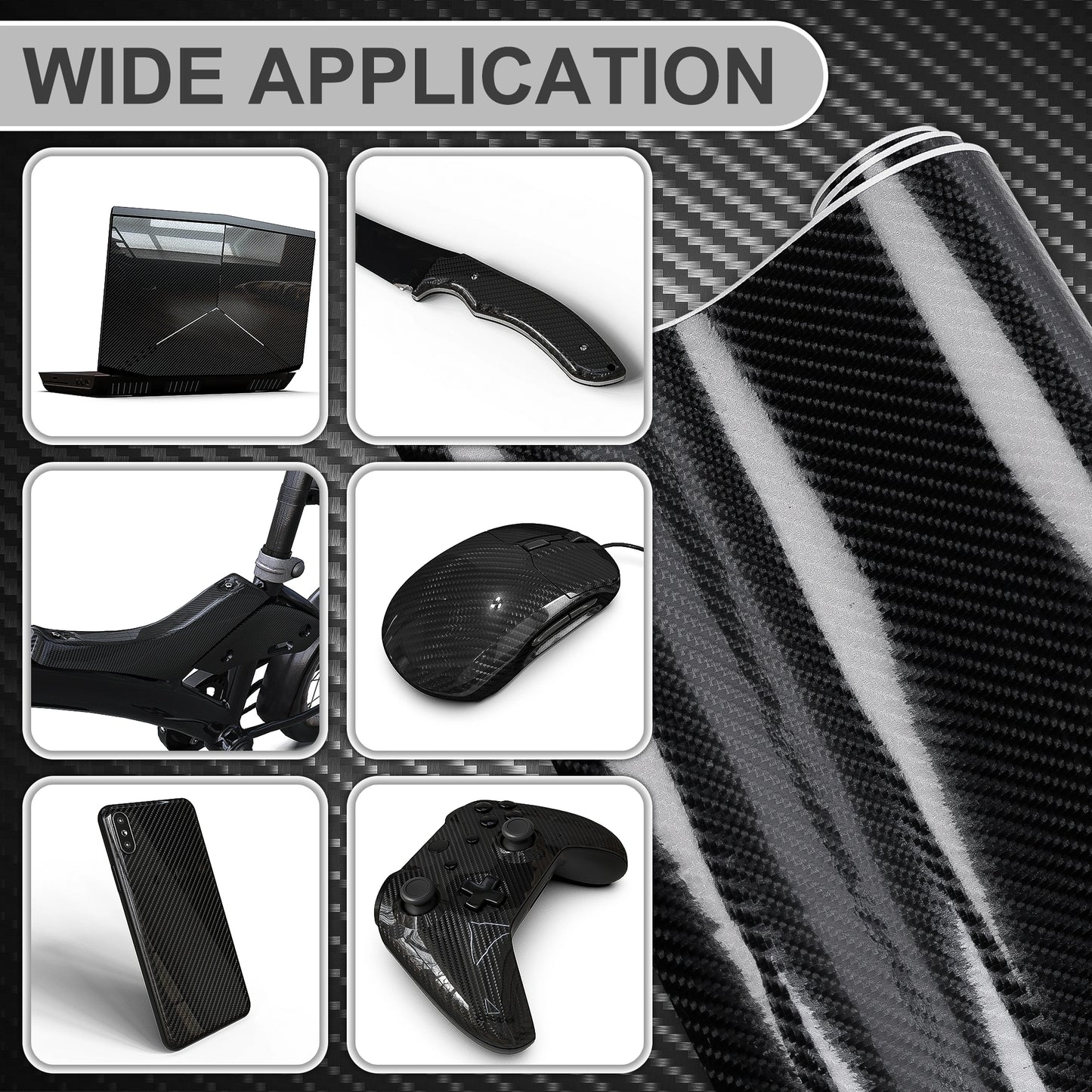 Lypumso® 6D Black Carbon Fiber Vinyl Wrap Including Tool Kit