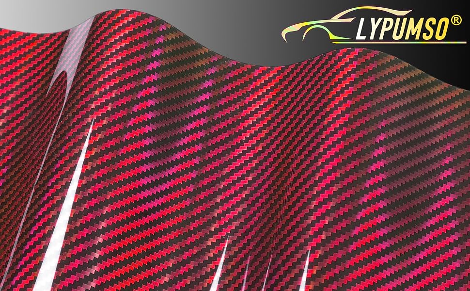 LYPUMSO 2D Carbon Fiber Wrap + Rainbow Laser Look in Glossy Red - detail image 1