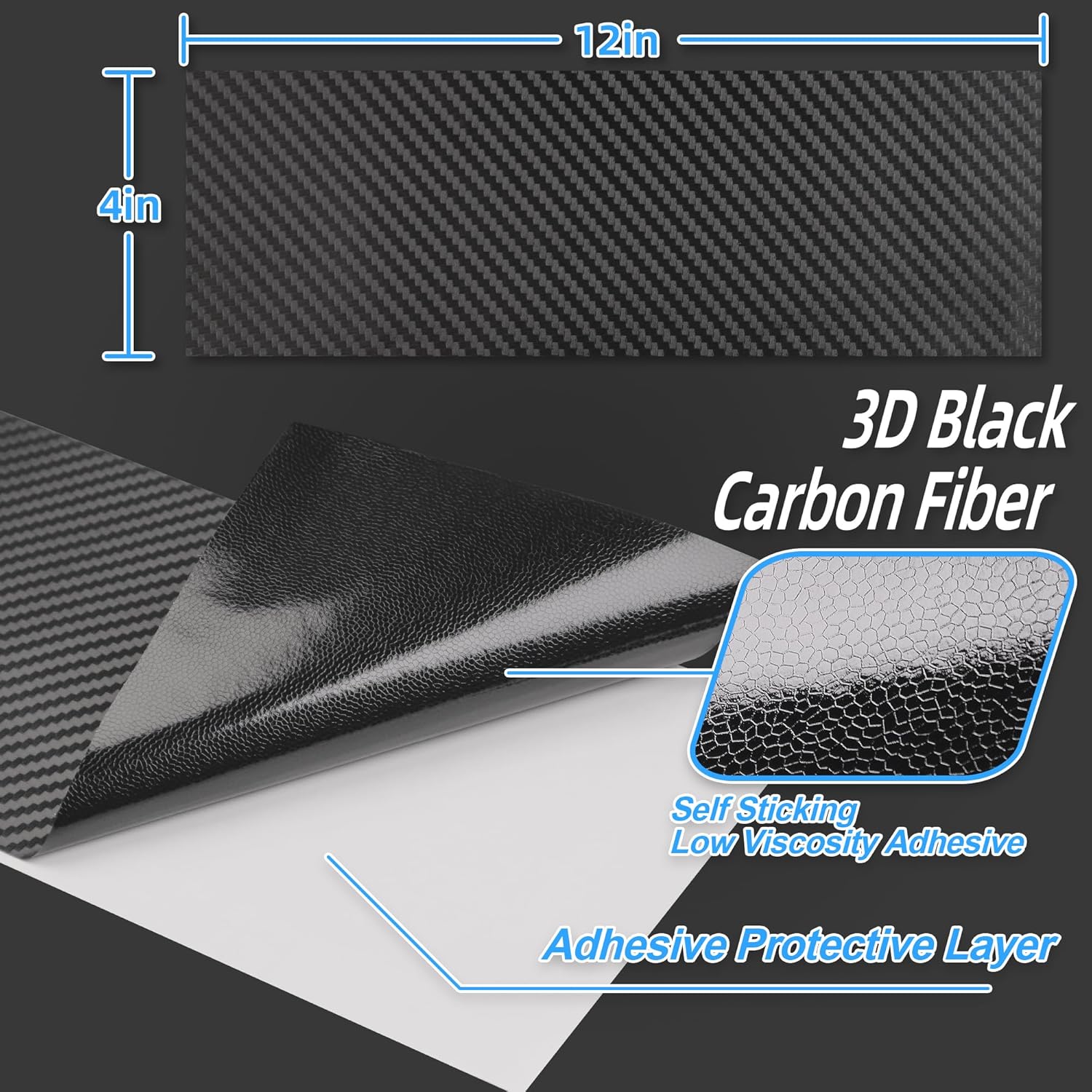Lypumso® 6PCS Auto Emblem Vinyl Wrap Kit (Black Carbon Fiber)