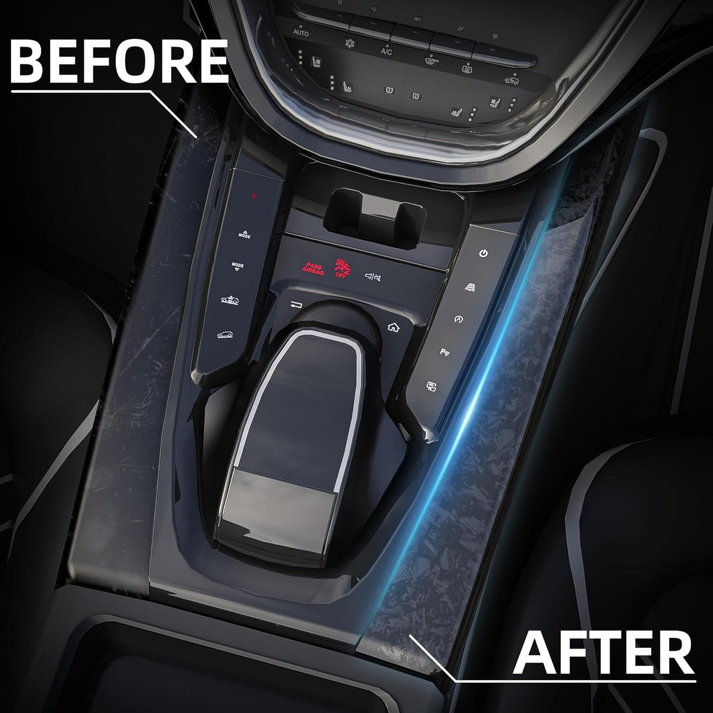 Lypumso® Black Forged Carbon Fiber Gloss Crushed Stone Vinyl Wrap Tape