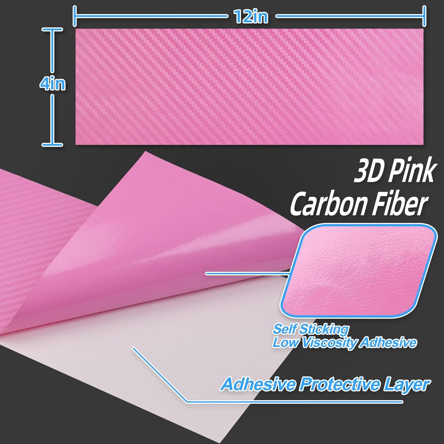 Lypumso® 6PCS Auto Emblem Vinyl Wrap Kit (Pink Carbon Fiber)