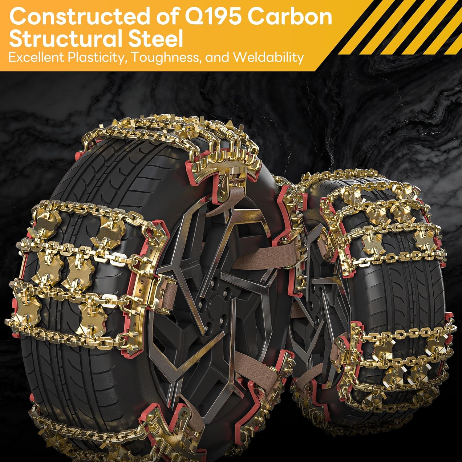 Lypumso® Tire Chains, Snow Chains, Anti-slip Tire Chains for Cars SUVs Pickup Trucks Adjustable Emergency Transaction Ch