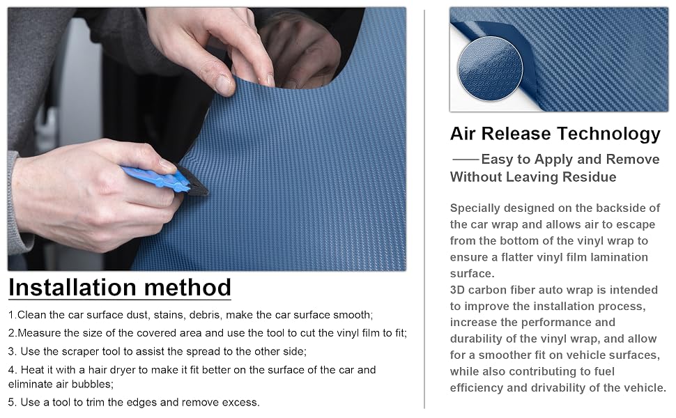 Lypumso 3D Blue Carbon Fiber Car Vinyl Wrap - detail image 6