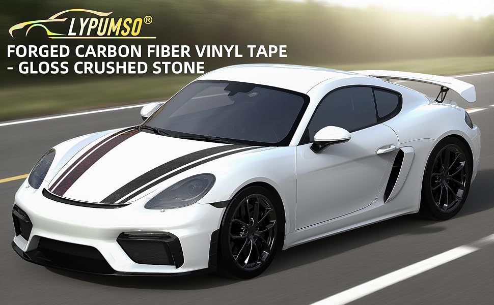 Lypumso Red Forged Carbon Fiber Gloss Crushed Stone Vinyl Wrap Tape - detail image 1