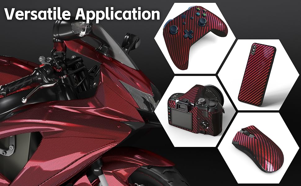 LYPUMSO 2D Carbon Fiber Wrap + Rainbow Laser Look in Glossy Red - detail image 2