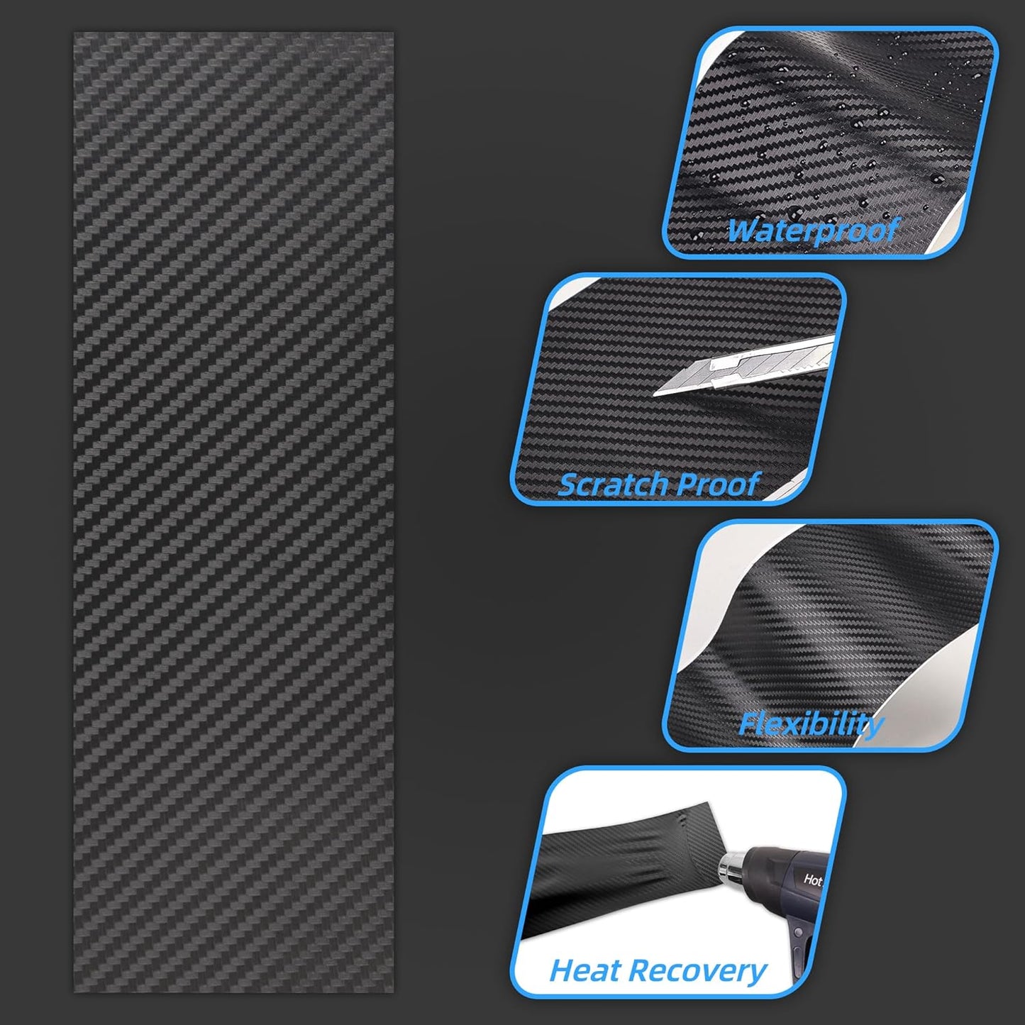 Lypumso® 6PCS Auto Emblem Vinyl Wrap Kit (Black Carbon Fiber)