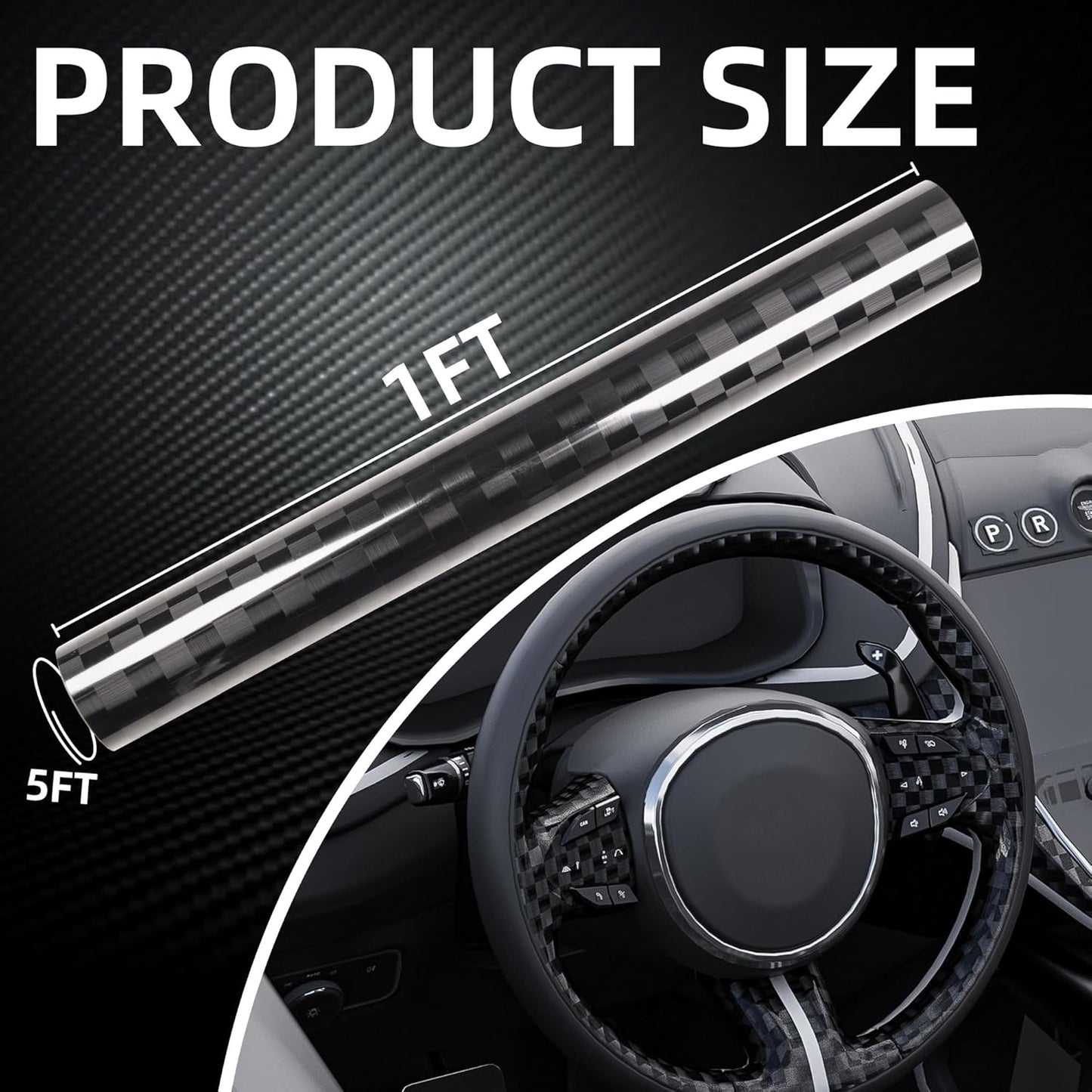 Lypumso® Glossy Grid Brushed Metal Carbon Fiber Vinyl Wrap