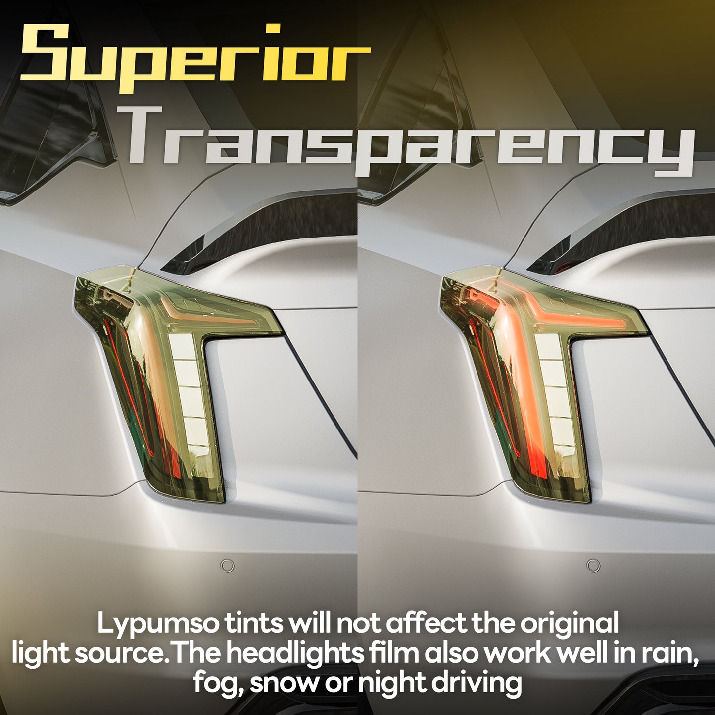 Lypumso® 16 x 60 In Yellow Headlight Taillight Car Tint Vinyl Film