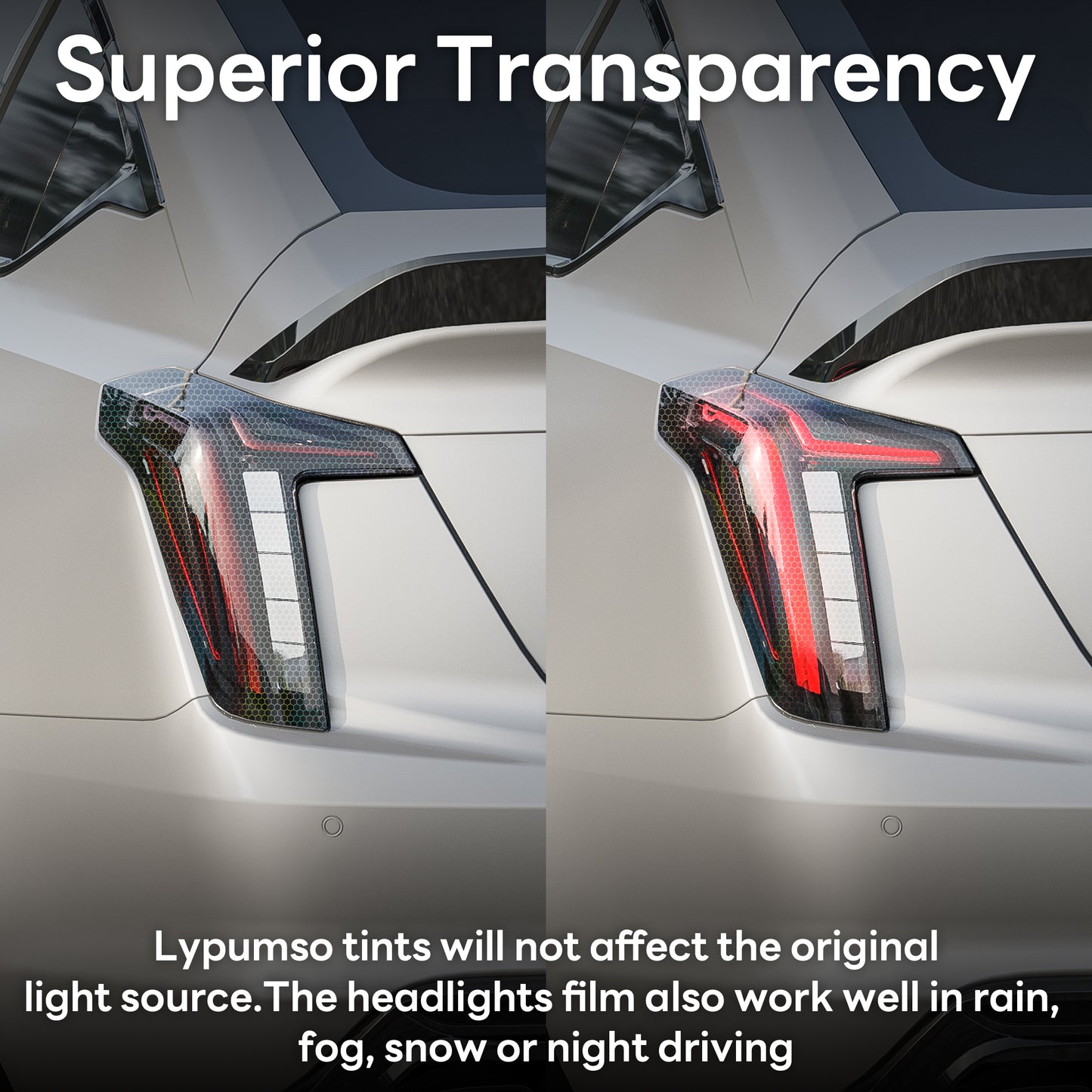 Lypumso® Smoke Black Hex Headlight Tint 12 x 60 In Protection Vinyl Wrap