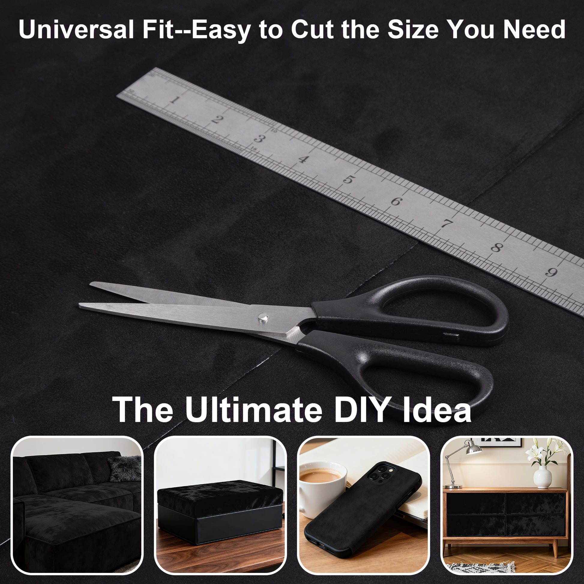 Lypumso® Black Suede Fabric Wrap for Car Interior 12in x 59in