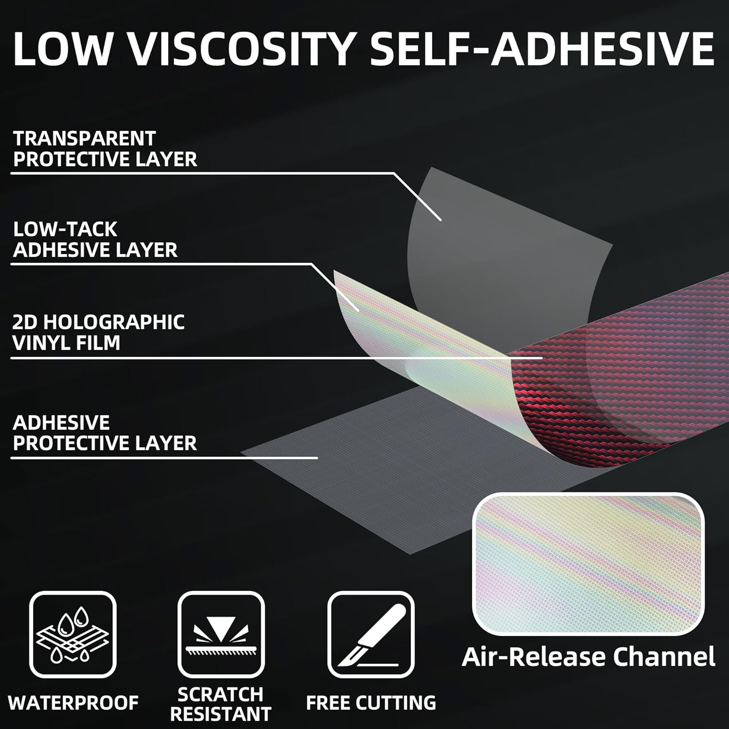 Lypumso® 2D Red Carbon Fiber Vinyl Wrap with Free Tool Kit