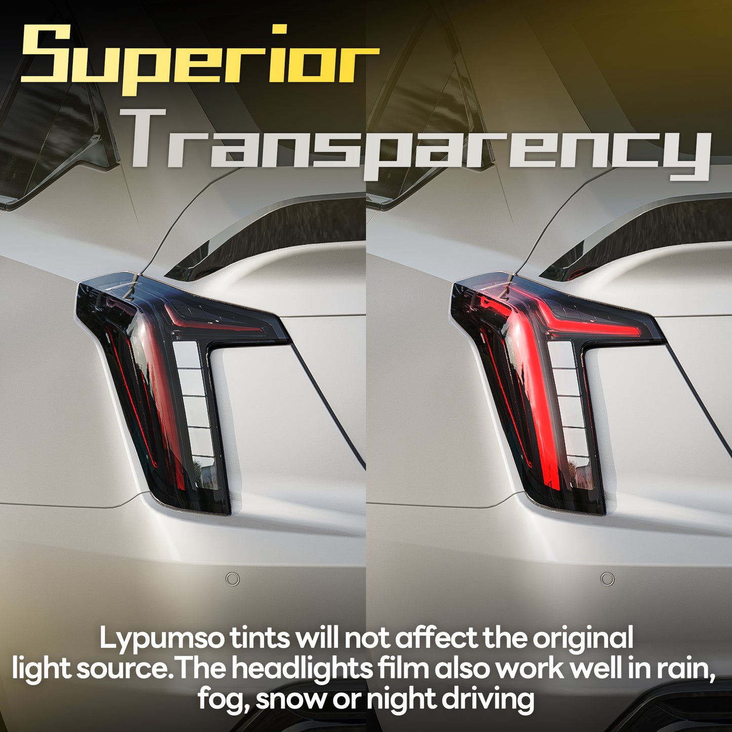 Lypumso® 16 x 60 In Deep Black Headlight Taillight Car Tint Vinyl Film