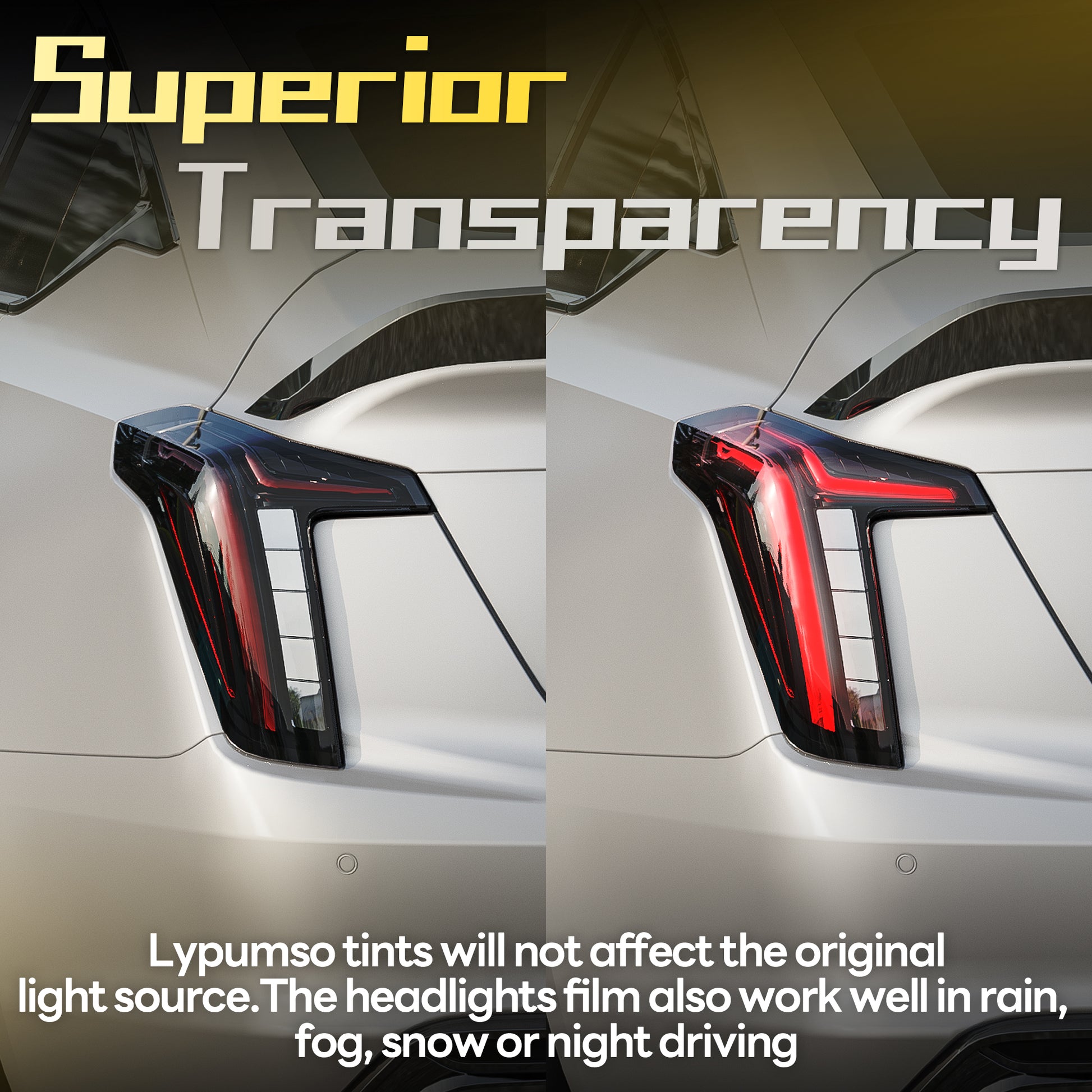 Lypumso® 16 x 60 In Deep Black Headlight Taillight Car Tint Vinyl Film