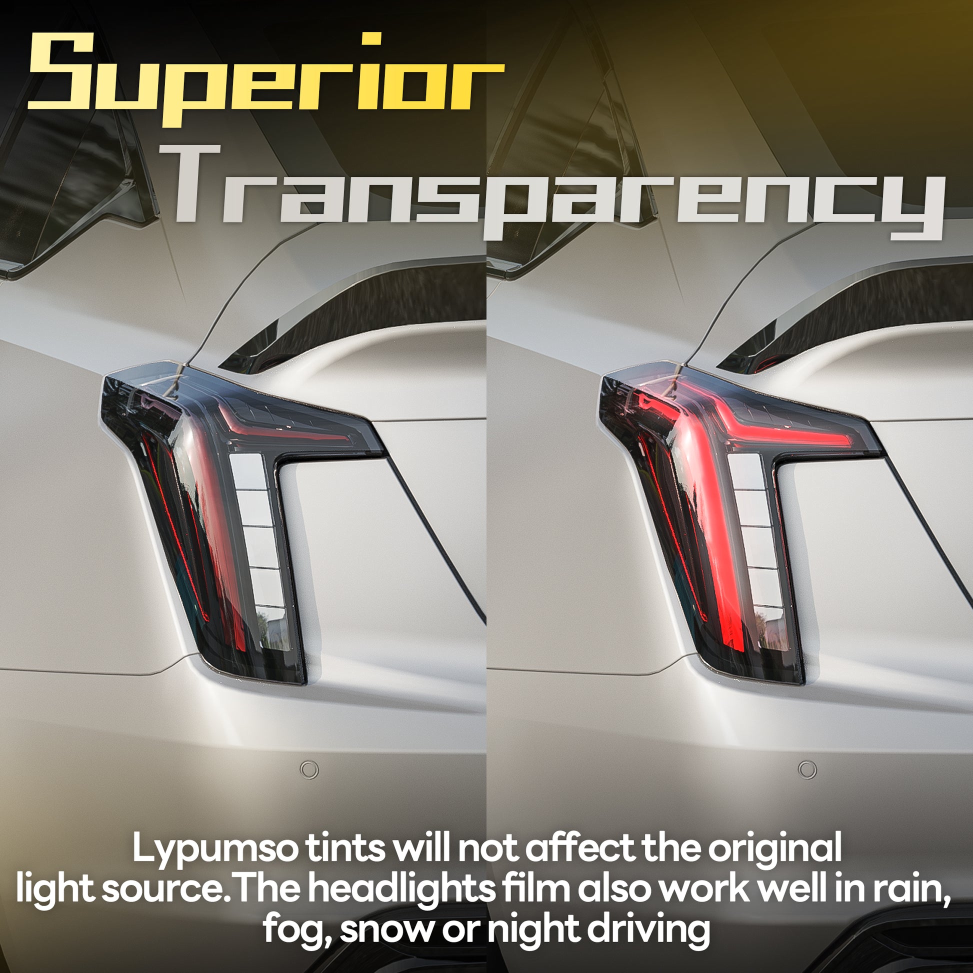 Lypumso® 16 x 60 In Light Black Headlight Taillight Car Tint Vinyl Film