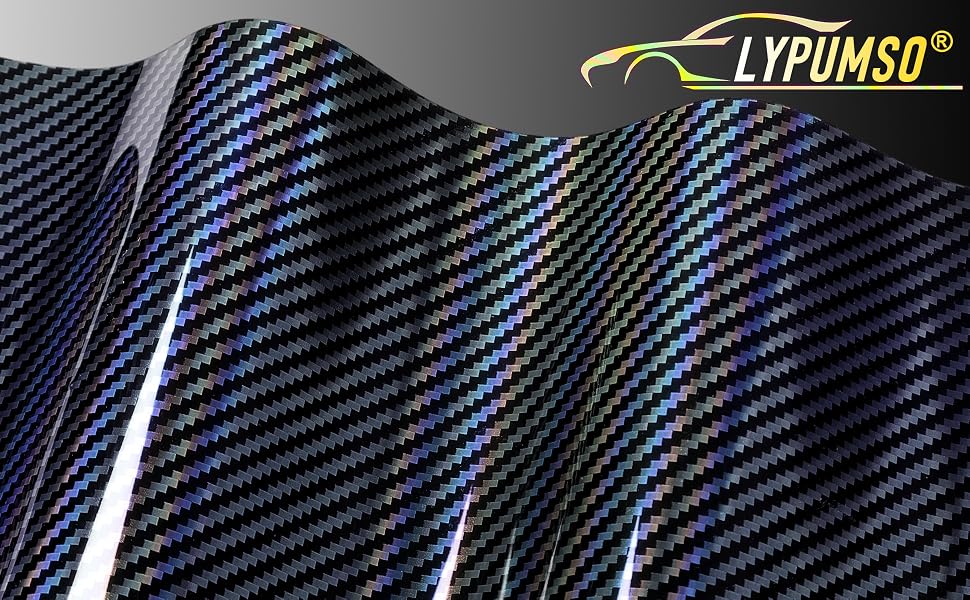 LYPUMSO 2D Carbon Fiber Wrap + Rainbow Laser Look in Glossy Black - detail image 1