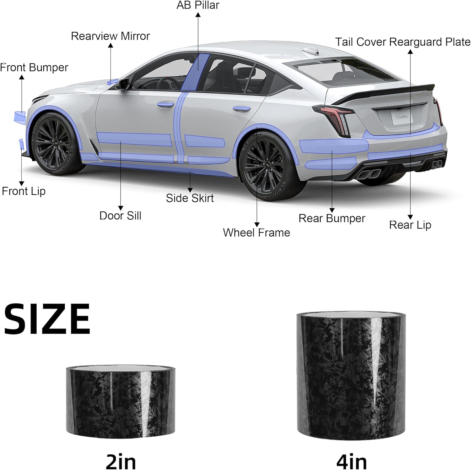 Lypumso® Black Forged Carbon Fiber Gloss Crushed Stone Vinyl Wrap Tape