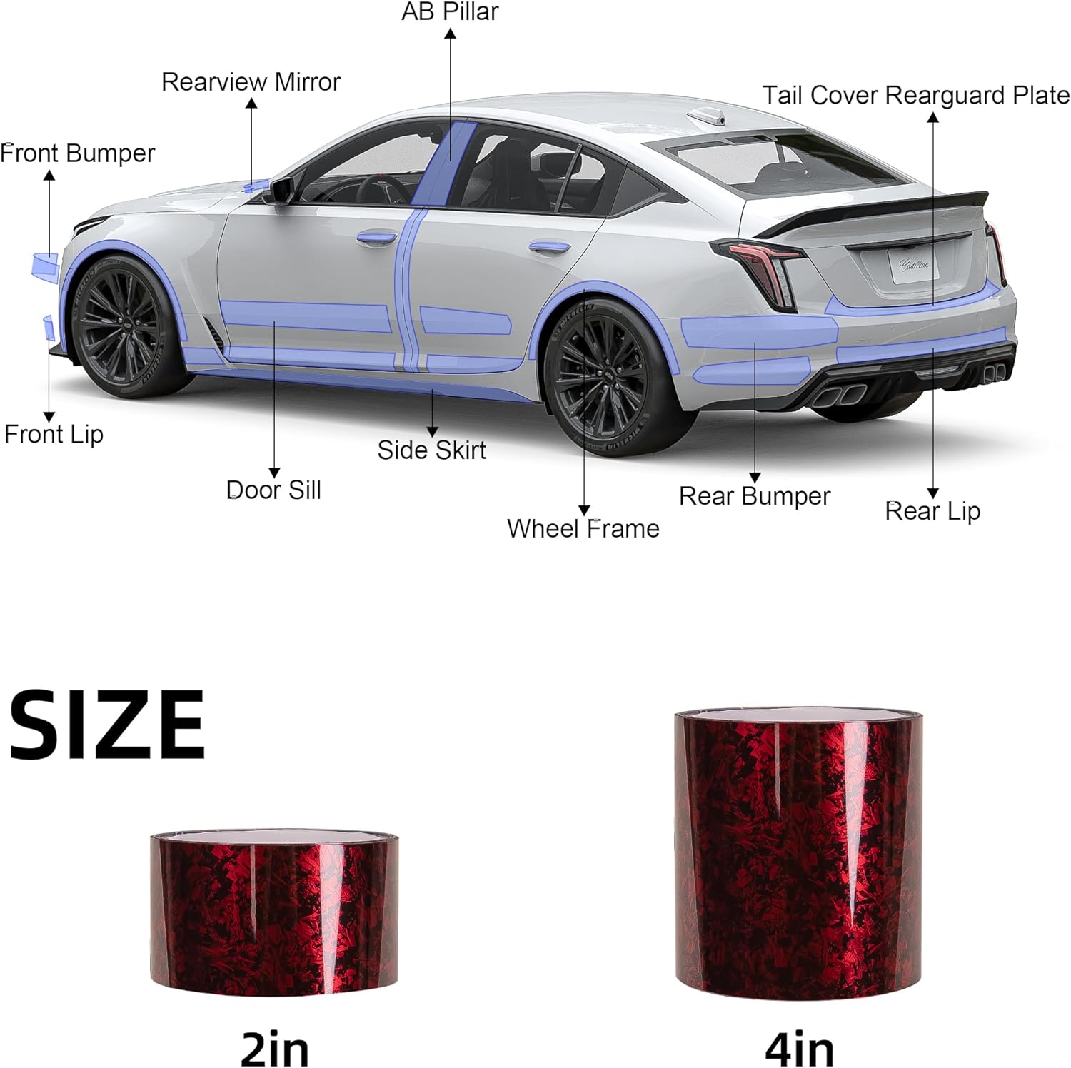 Lypumso® Red Forged Carbon Fiber Gloss Crushed Stone Vinyl Wrap Tape