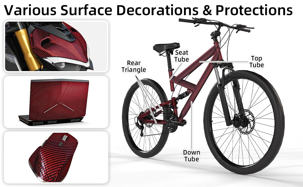 Lypumso 2D Red Carbon Fiber Vinyl Wrap with Free Tool Kit - detail image 3