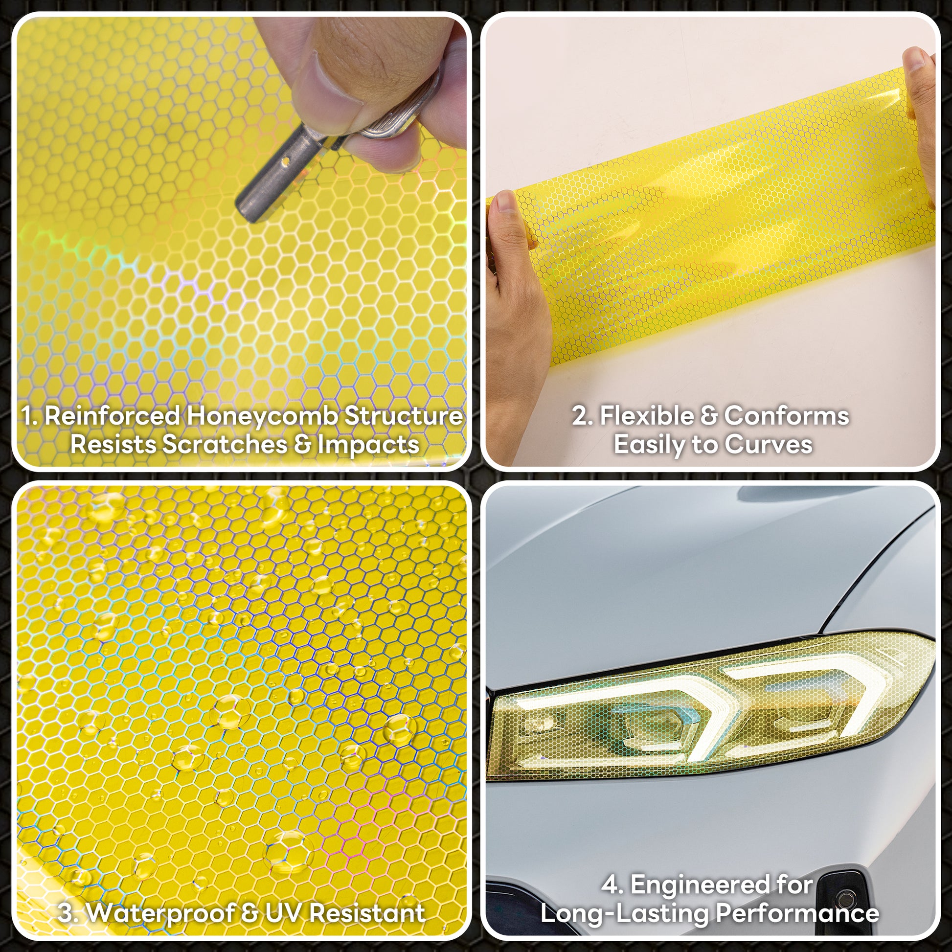 Lypumso® Orange Hex Headlight Tint 12 x 60 In Protection Vinyl Wrap