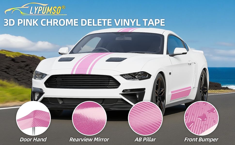 Lypumso 3D Pink Carbon Fiber Vinyl Wrap Tape with Tools Kits - detail image 1
