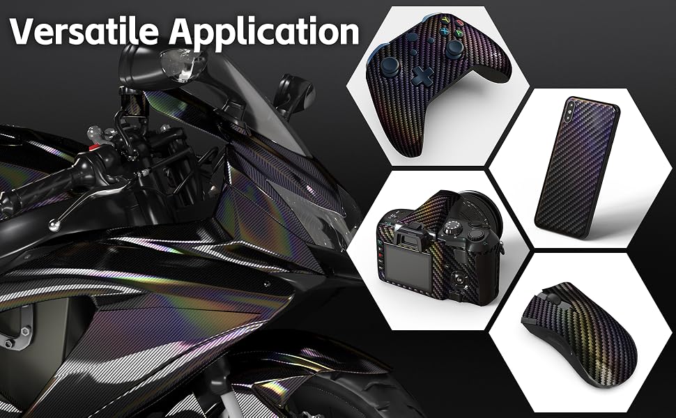 LYPUMSO 2D Carbon Fiber Wrap + Rainbow Laser Look in Glossy Black - detail image 2