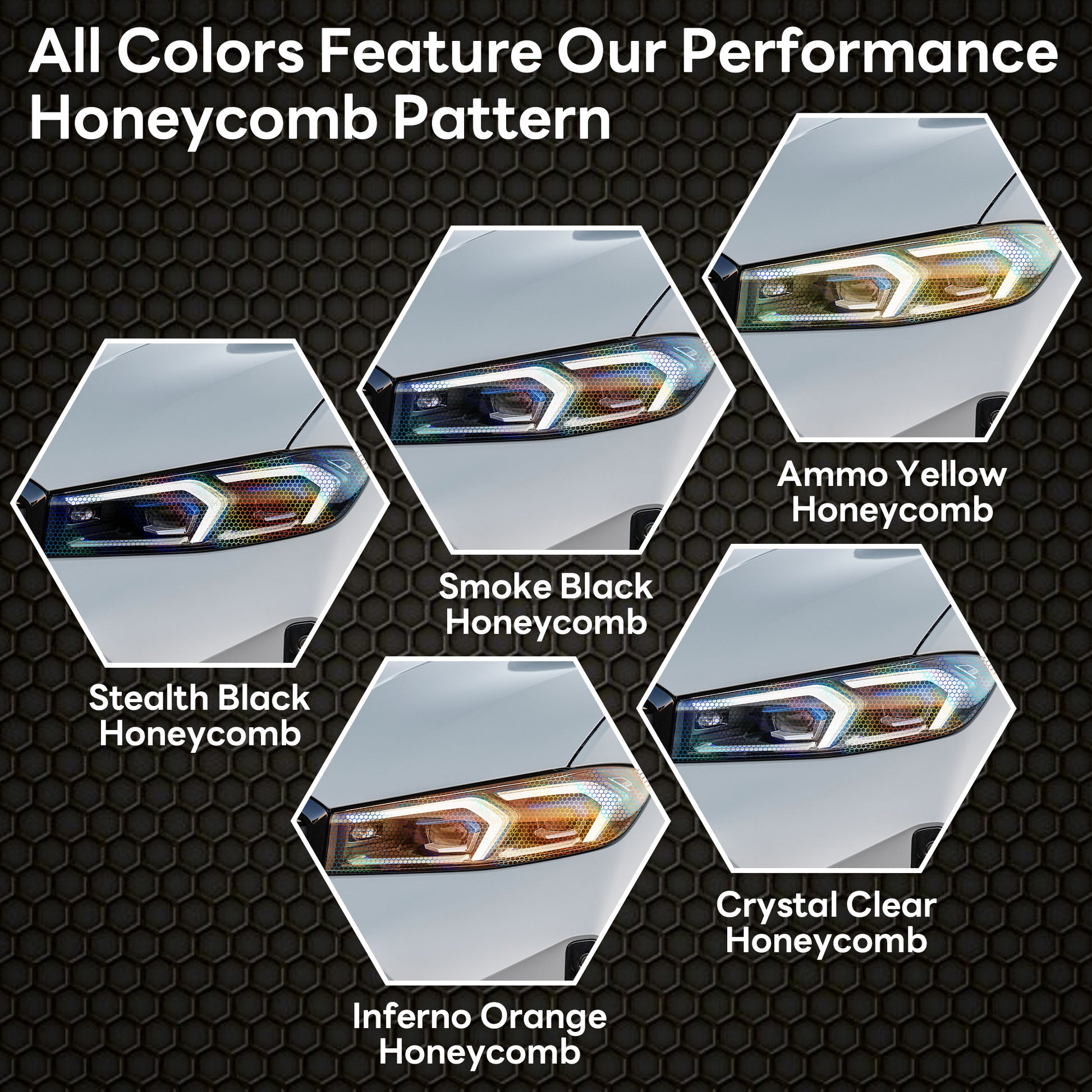 Lypumso® Black Hex Headlight Tint 12 x 60 In Protection Vinyl Wrap
