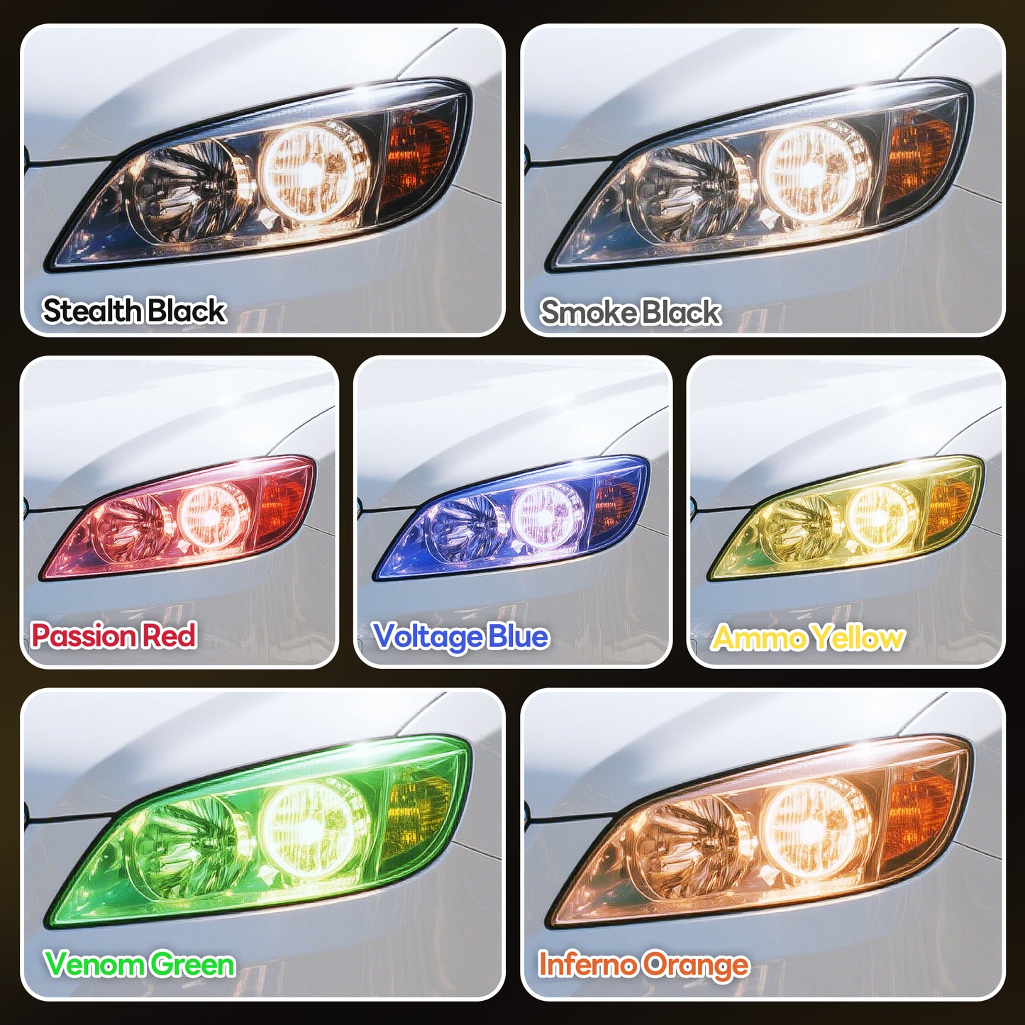 Lypumso® 16 x 60 In Orange Headlight Taillight Car Tint Vinyl Film