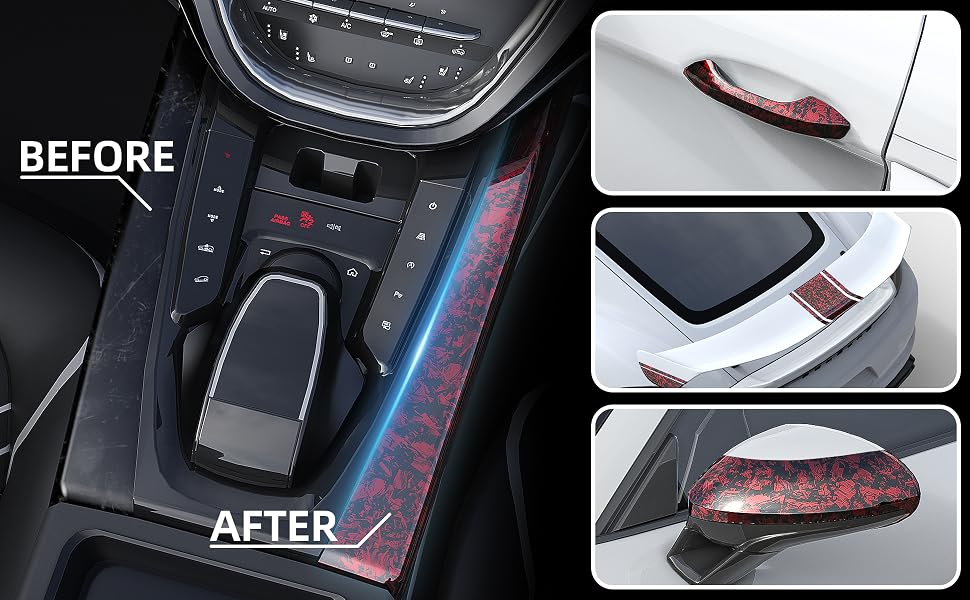 Lypumso Red Forged Carbon Fiber Gloss Crushed Stone Vinyl Wrap Tape - detail image 3