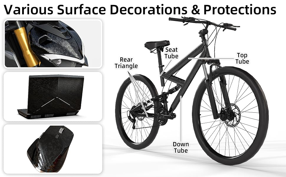 Lypumso Black Forged Carbon Fiber Gloss Crushed Stone Vinyl Wrap Tape - detail image 4