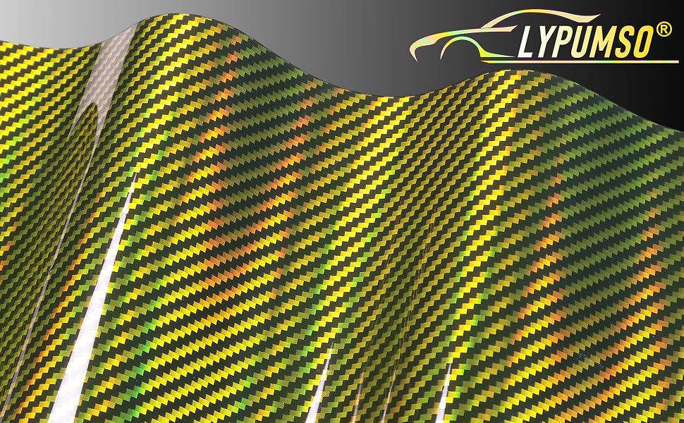 LYPUMSO 2D Carbon Fiber Wrap + Rainbow Laser Look in Glossy Gold - detail image 1