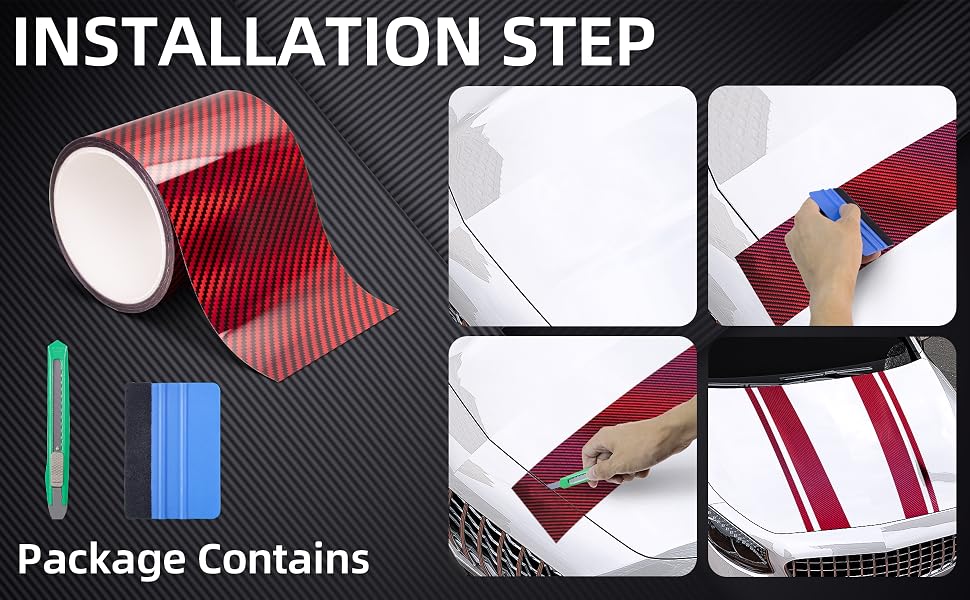 Lypumso 2D Red Carbon Fiber Vinyl Wrap with Free Tool Kit - detail image 4