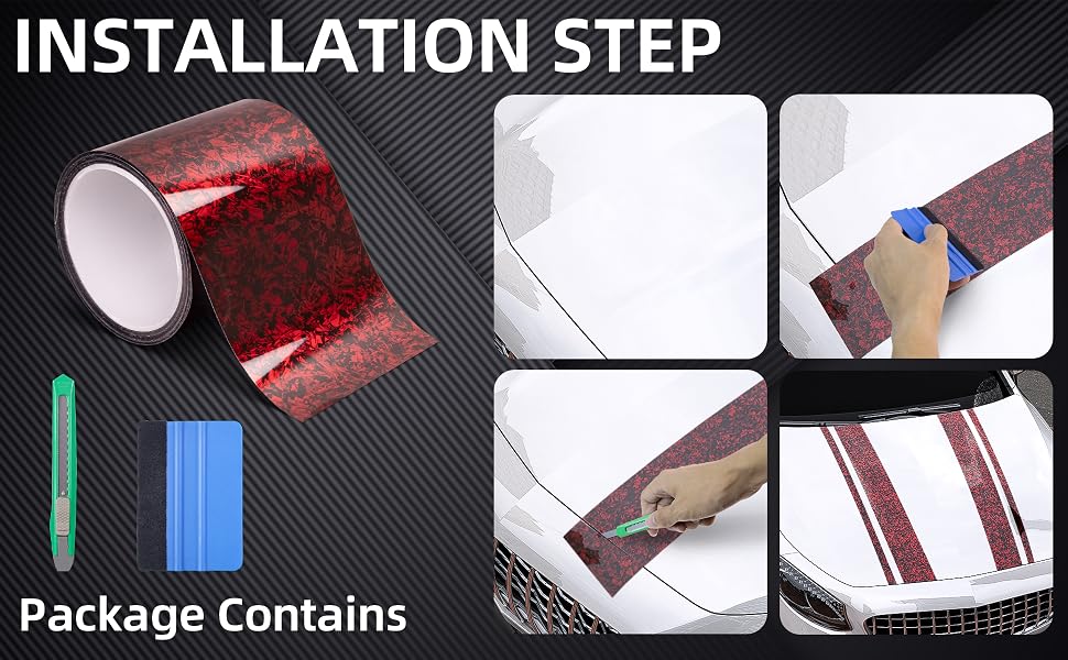 Lypumso Red Forged Carbon Fiber Gloss Crushed Stone Vinyl Wrap Tape - detail image 6