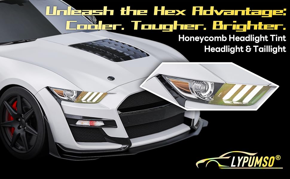 Lypumso Black Hex Headlight Tint 12 x 60 In Protection Vinyl Wrap - detail image 1