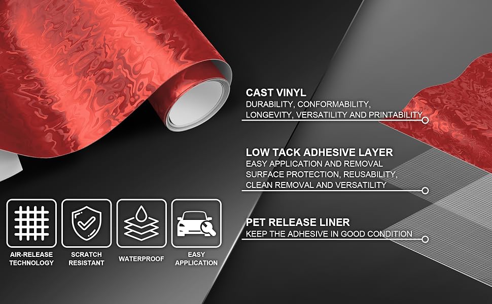 Lypumso Red PET Damascus Forged Vinyl Wrap - detail image 3