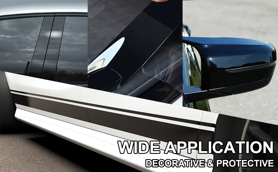 Lypumso Gloss Black Vinyl Wrap for Chrome Delete, Automotive Grade Self-Adhesive Tape - detail image 2